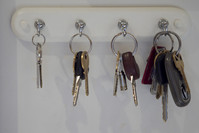 Keys hang on the wall of a five-bedroom row house for sale in the Logan Circle neighborhood of Washington, D.C., on  March 25, 2012. About 2.43 million existing homes were listed for sale in February, the fewest for the month since 2005, the year U.S. home sales reached a record 7.08 million, the National Association of Realtors reported March 21. Photographer: Andrew Harrer/Bloomberg